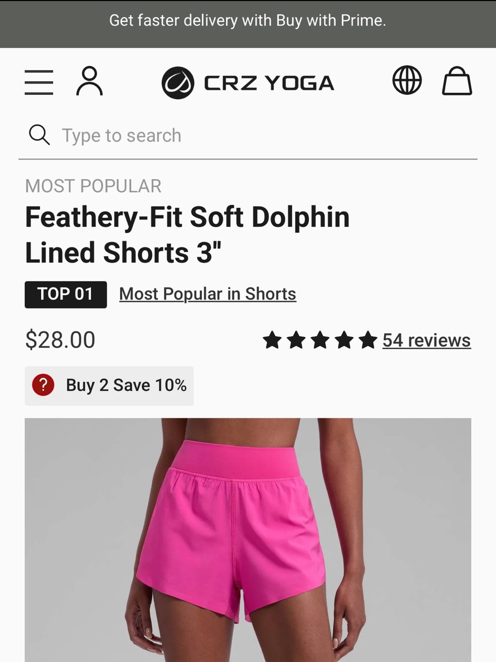 CRZ YOGA Feathery-Fit Dolphin Shorts - Hot Pink